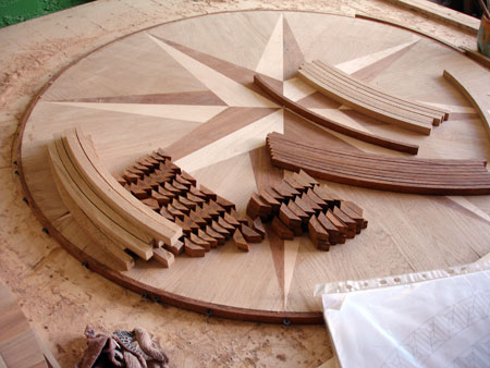 Wood Floor Medallion before Assembly