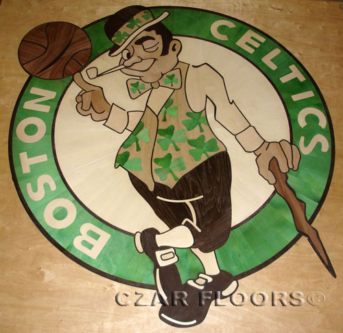 398: Boston Celtics Inlay with pigmented wood