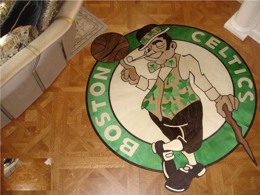 Custom logo hardwood floor example