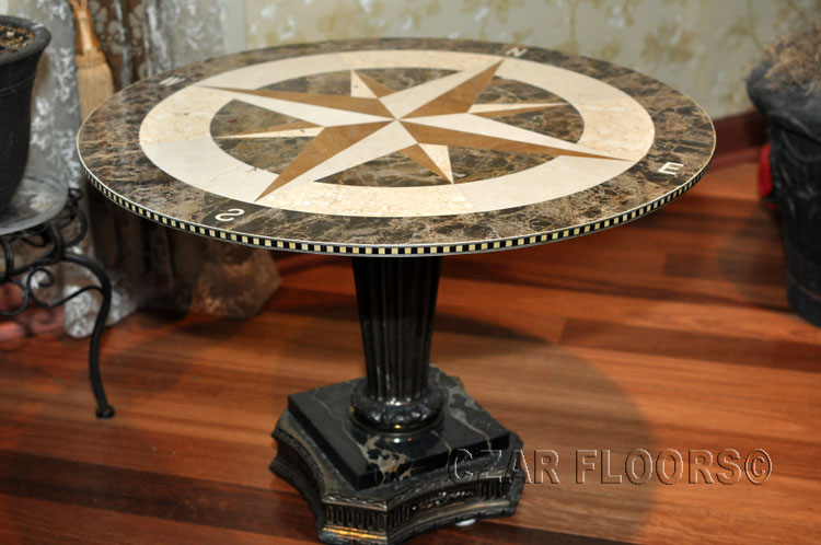 waterjet marble medallion used as a tabletop