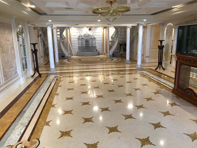 Example Of Stone Custom Flooring Marble Parquet With Border