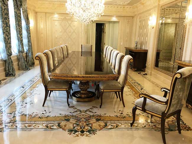 523: Dining Room custom marble rug