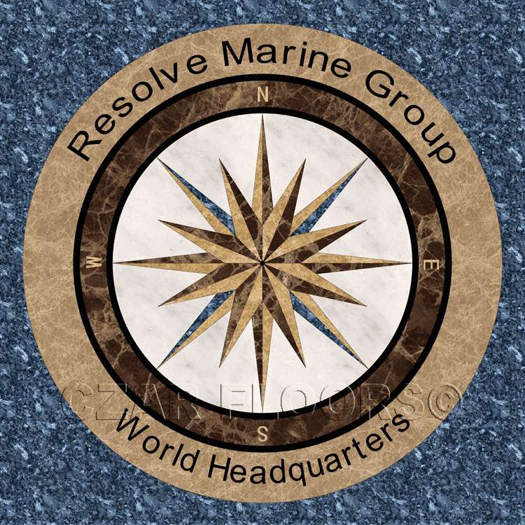 Custom stone waterjet medallion, foor inlay logo