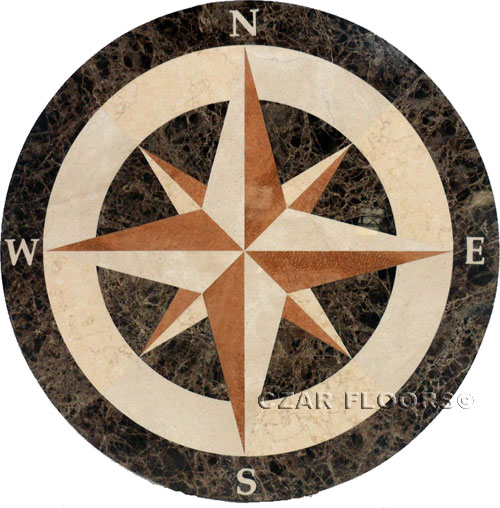 329: SC2 marble medallion Customized with Rojo Alicante marble in star points