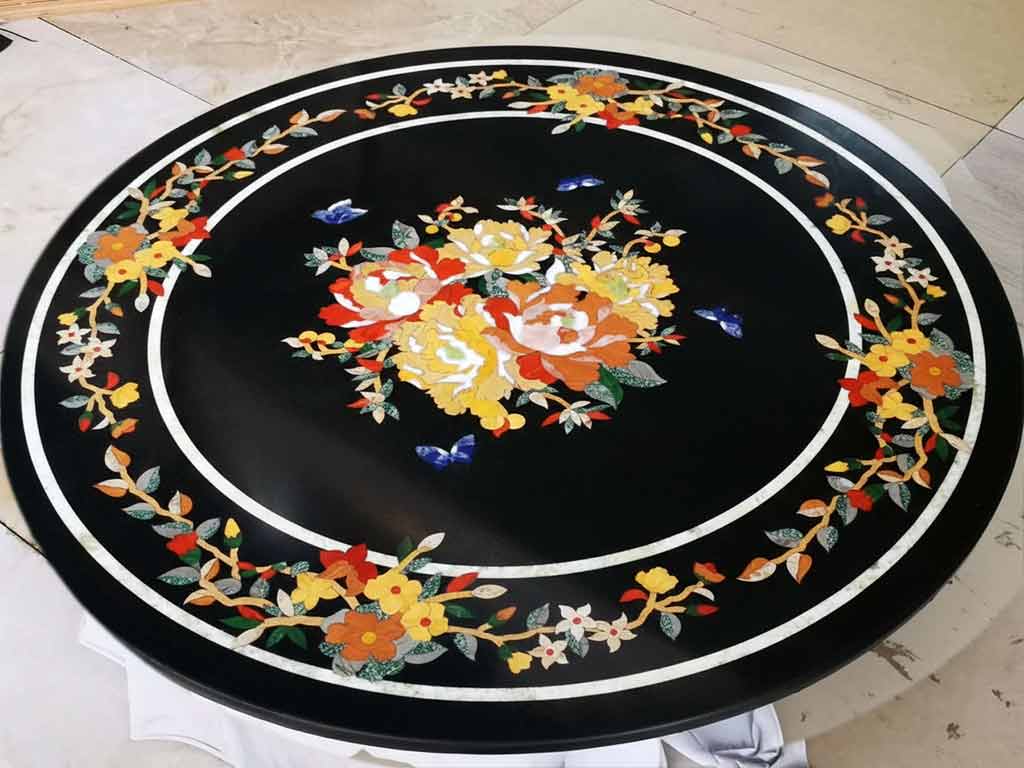 Custom marble tabletop floral design.