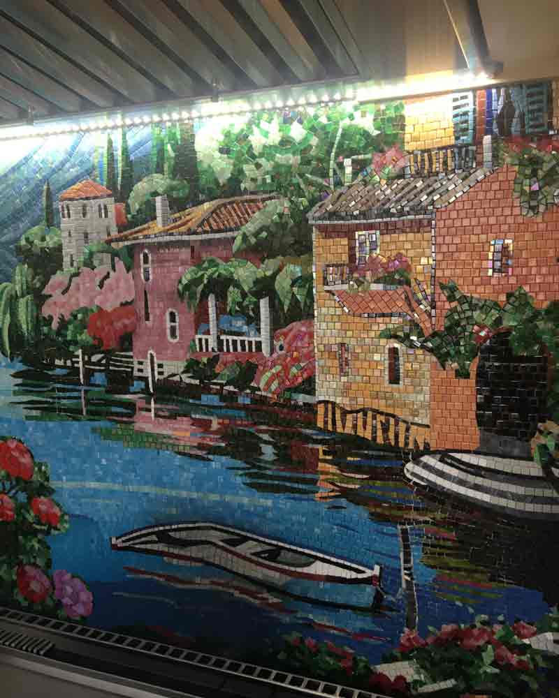 Part of the large mosaic backsplash.