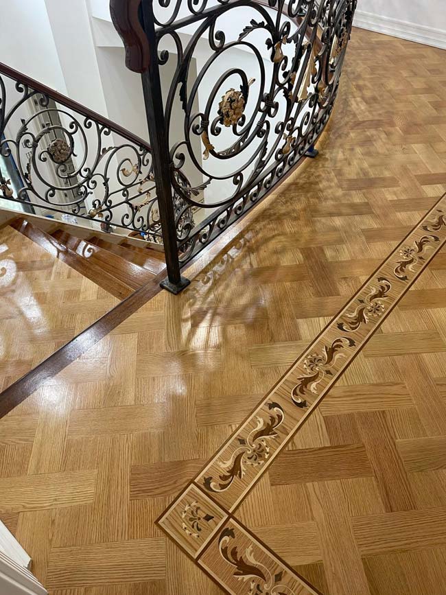 674: Basketweave parquet in RQ white oak with borders