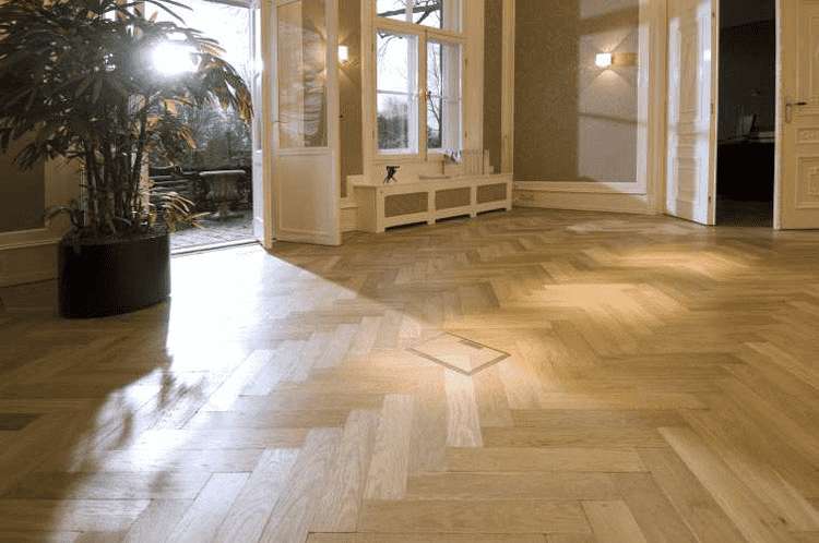 White oak herringbone floors