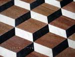 ID:459; Close up of marble parquet with Wood grain marble, absolute black and crema marfil