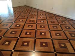 Custom parquet with  Rift white oak and merbau