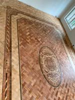 ID:665; Merbau Basket weave parquet with medallion and borders