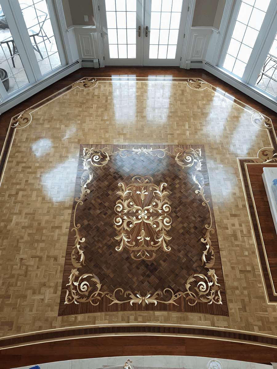 Custom wood floor inlay