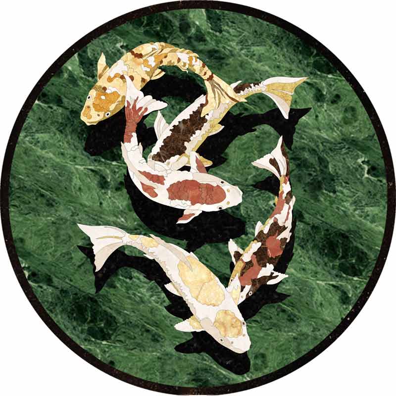 Koi-Marble Marble Floor Medallion