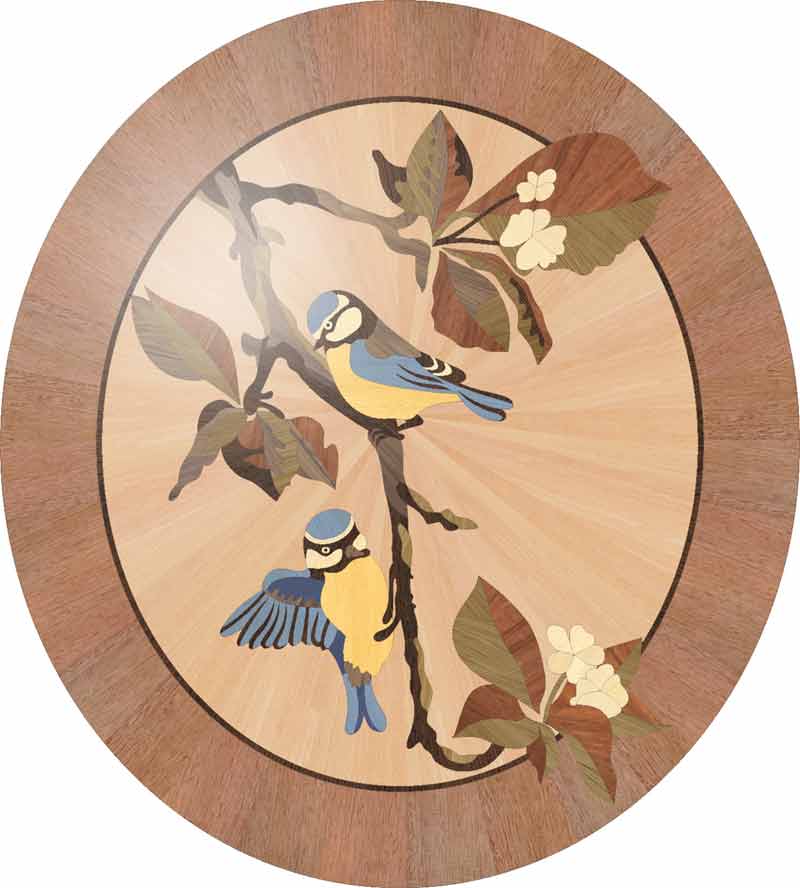 Bluebirds Wood Floor Medallion