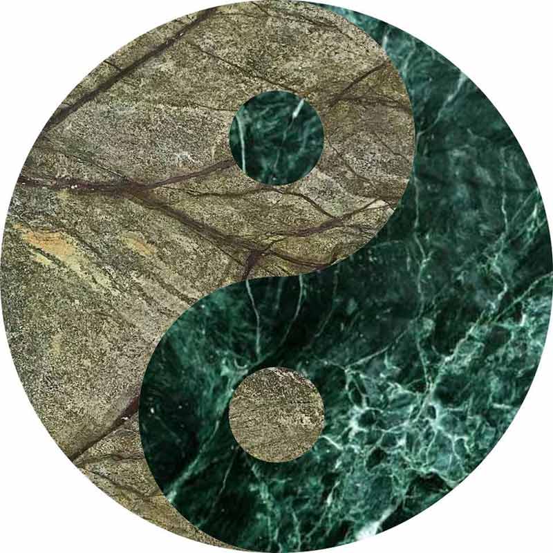 Yin-Yang-Green Marble Floor Medallion