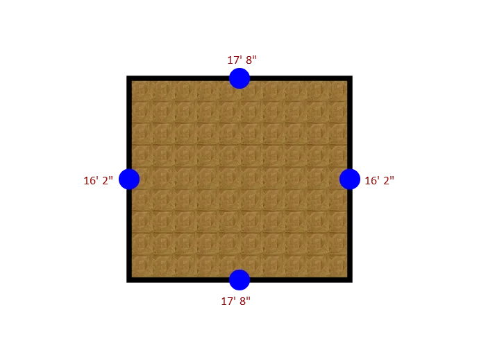 Floor Designer animation — a room plan filling with parquet, then a medallion, border, and apron