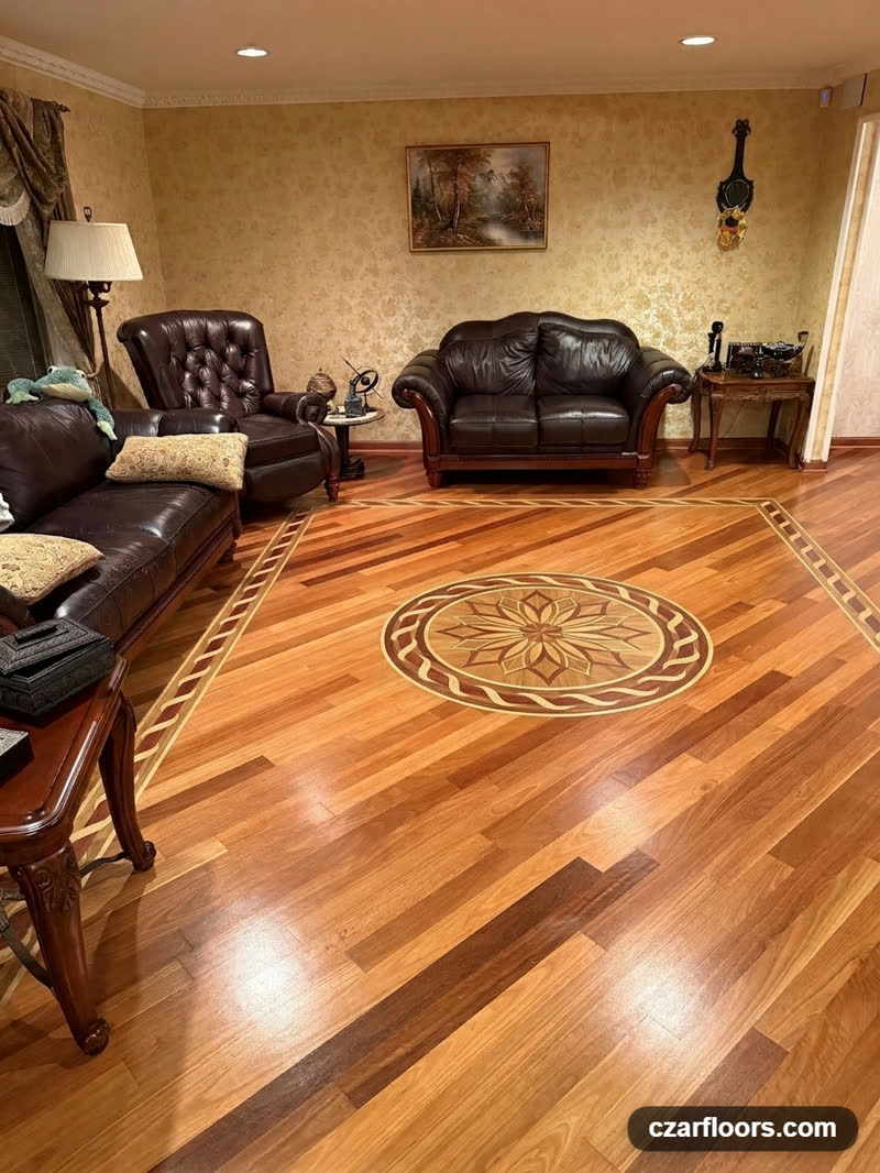 B2 decorative wood floor border AI preview